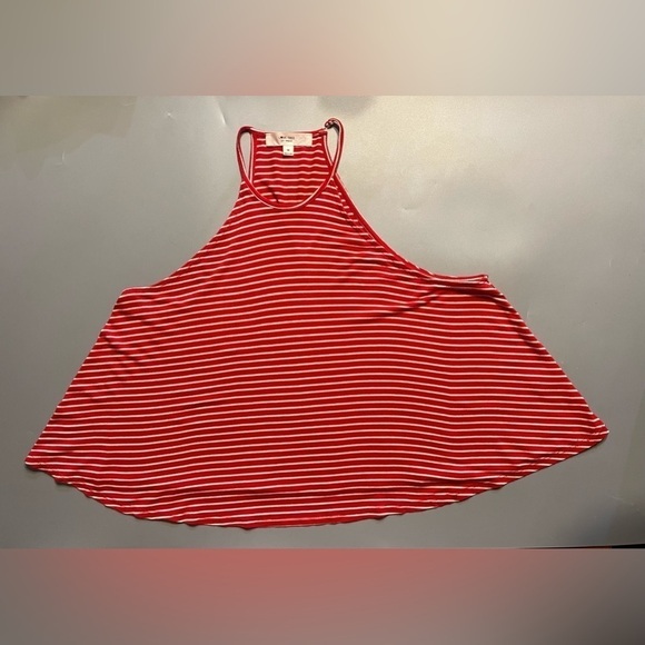 Love Tree Cami Top Size Medium Loose Halter Red White Stripes Tank Cropped - Picture 2 of 9